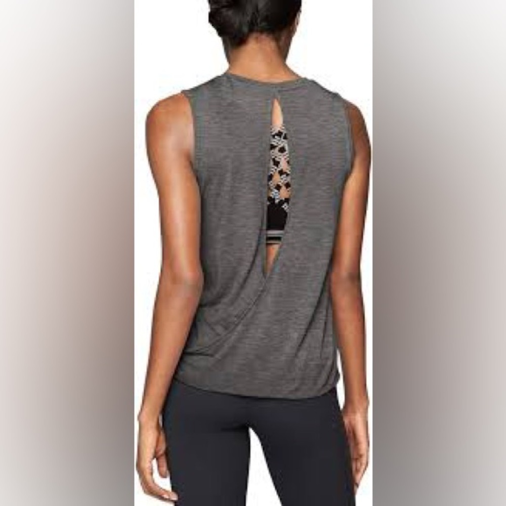 Athleta Essence Tie Back Open Back heather Gray Size S